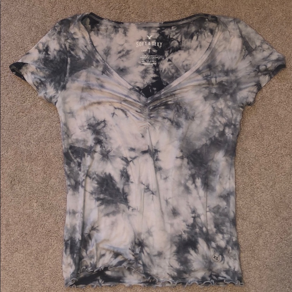 Tie Dye American Eagle Scrunch Shirt